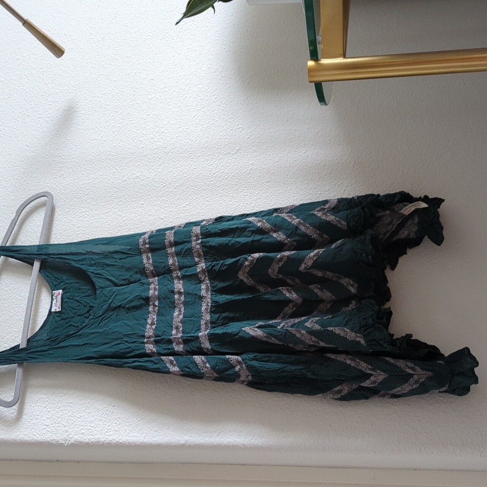 Green gray lace trapeze slip